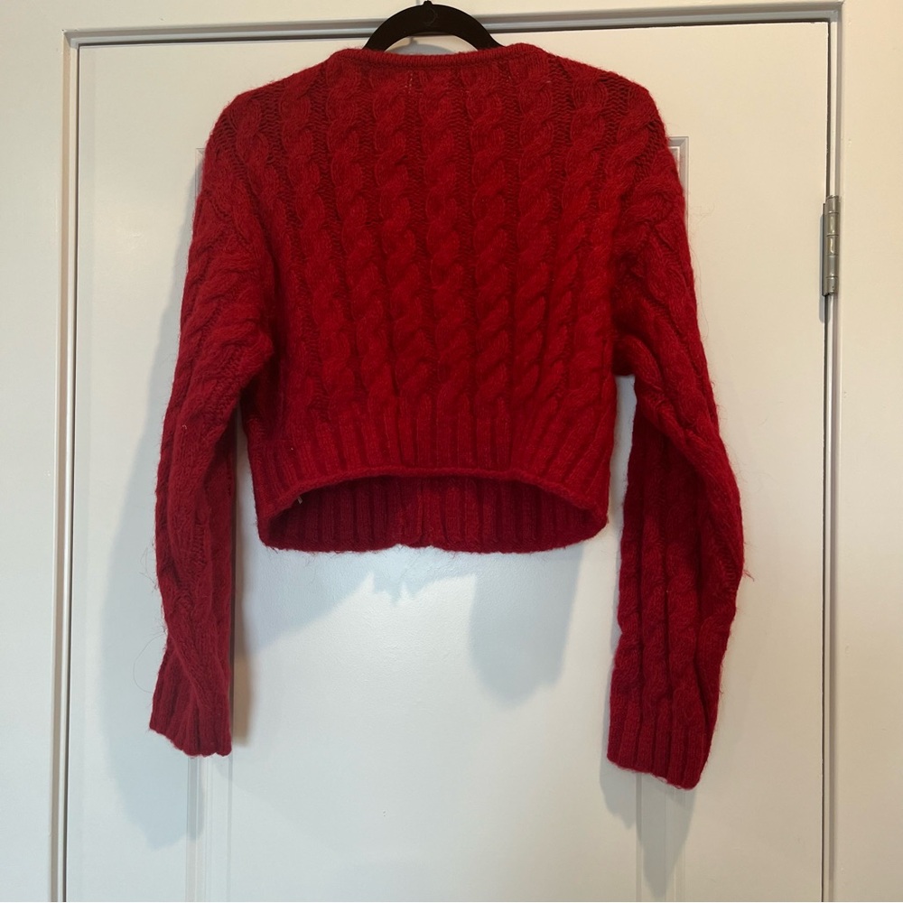 Red Cable-Knit Cropped Cardigan - GAP - Picture 9 of 9